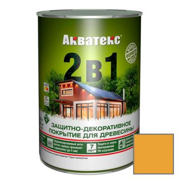 Защитно-декоративное покрытие Акватекс для древесины 2 в 1 калужница 0,8 л