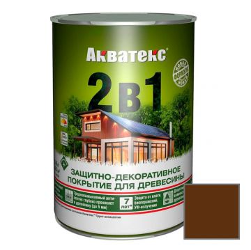 Защитно-декоративное покрытие Акватекс для древесины 2 в 1 орех 0,8 л