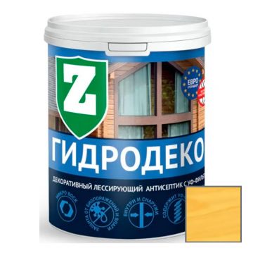Пропитка защитно-декоративная Зелест (Zelest) Гидродекор Д-1 с УФ фильтром Янтарная ель 0,9 кг