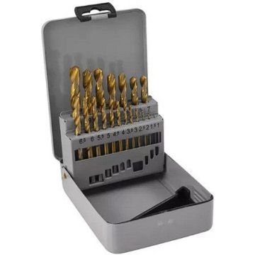 Набор сверл ИПК (IPK) по металлу НС21И от 1 до 10 шаг 0,5, 19 шт. Р6М5 TiN