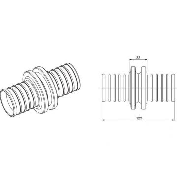 Муфта Rehau (Рехау) Rautitan, 63, 63, бронза (RX+) , равнопроходная, 14563031001