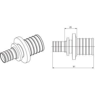 Муфта Rehau (Рехау) Rautitan, 50, 32, бронза (RX+) , переходная, 14563041001