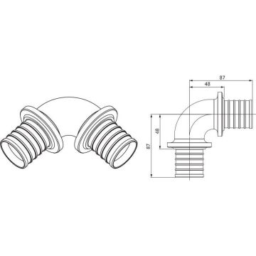 Угольник-переходник Rehau (Рехау) Rautitan, Н, 50, 50, бронза (RX+) 14563071001