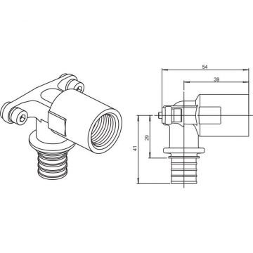 Угольник-переходник настенный Rehau (Рехау) Rautitan, В, 16, 1/2″, бронза (RX+) , 14563621001