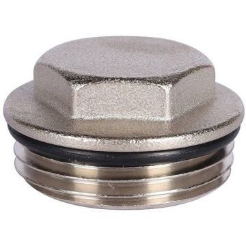 Заглушка концевая Rommer (Роммер) для коллектора НР никелированная с уплотнительным кольцом 1 (RFP-0001-000001)