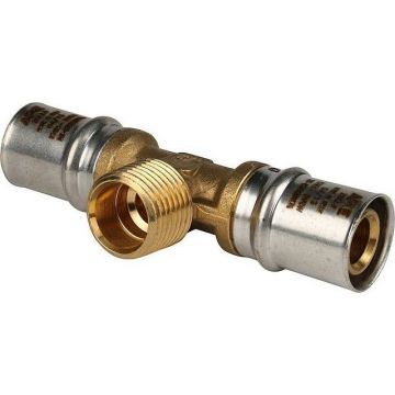 Тройник-переходник Stout (Стаут) с наружной резьбой для металлопластиковых труб прессовой 20х1/2х20 (SFP-0008-201220)