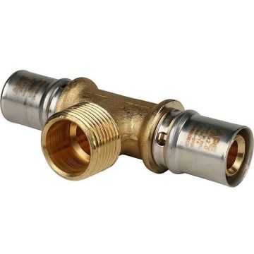 Тройник-переходник Stout (Стаут) с наружной резьбой для металлопластиковых труб прессовой 20х3/4х20 (SFP-0008-203420)