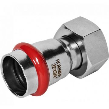 Переходник Rommer (Роммер) с накидной гайкой из нержавеющей стали прессовой ВПр-ВР 22х3/4 (RSS-0026-002234)