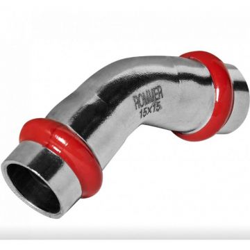 Угольник Rommer (Роммер) 45° из нержавеющей стали прессовой ВПр-ВПр 15 мм (RSS-0005-000015)