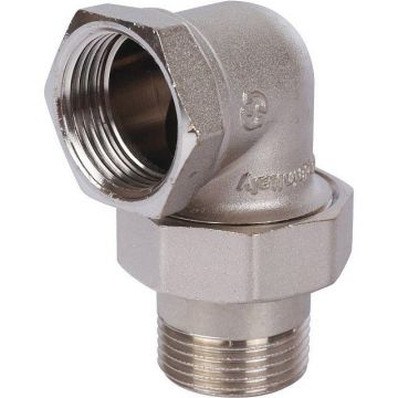 Разъемное угловое соединение Stout (Стаут) американка ВН, уплотнение под гайкой o-ring кольцо, никелированное 1 (2700I4N101000B) (SFT-0057-000001)