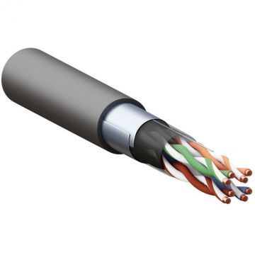 Кабель витая пара EKF (ЕКФ) 8 жил, медь категория 5Е (TRC-5EFTP-04PE-BK-OUT3) 1 мп