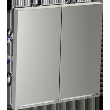 Проходной переключатель встраиваемый Voltum (Вольтум) S70 двухклавишный с подсветкой 10А, (сталь) VLS020405