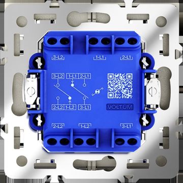 Проходной переключатель встраиваемый Voltum (Вольтум) S70 двухклавишный с подсветкой 10А, (сталь) VLS020405