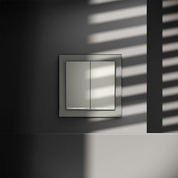 Проходной переключатель встраиваемый Voltum (Вольтум) S70 двухклавишный с подсветкой 10А, (сталь) VLS020405