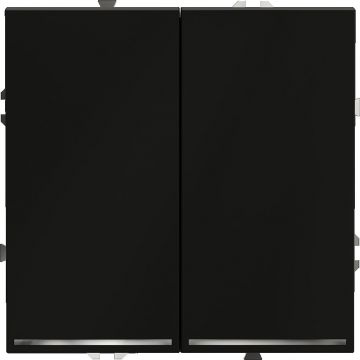 Проходной переключатель встраиваемый Voltum (Вольтум) S70 двухклавишный с подсветкой 10А, (черный матовый) VLS020408