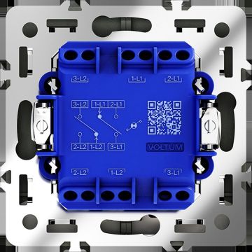 Проходной переключатель встраиваемый Voltum (Вольтум) S70 двухклавишный с подсветкой 10А, (черный матовый) VLS020408