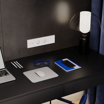 Выключатель встраиваемый Voltum (Вольтум) S70 двухклавишный 10А, (белый матовый) VLS020102