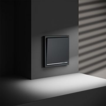 Проходной переключатель встраиваемый Voltum (Вольтум) S70 одноклавишный с подсветкой 10А, (графит) VLS010407