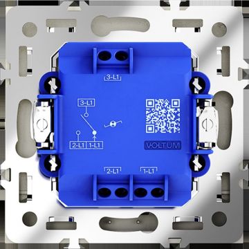 Проходной переключатель встраиваемый Voltum (Вольтум) S70 одноклавишный с подсветкой 10А, (сталь) VLS010405
