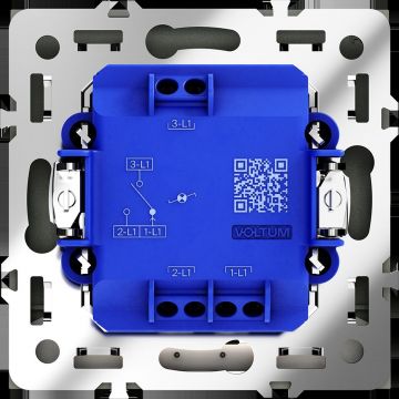 Проходной переключатель встраиваемый Voltum (Вольтум) S70 одноклавишный с подсветкой 10А, (черный матовый) VLS010408