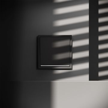 Проходной переключатель встраиваемый Voltum (Вольтум) S70 одноклавишный с подсветкой 10А, (черный матовый) VLS010408