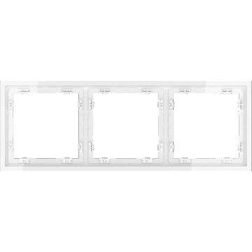 Рамка пластиковая Voltum (Вольтум) S70 на 3 поста, (белый глянцевый) VLS100301