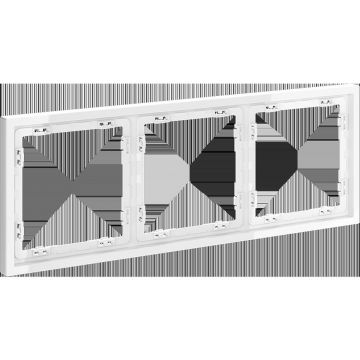 Рамка пластиковая Voltum (Вольтум) S70 на 3 поста, (белый глянцевый) VLS100301