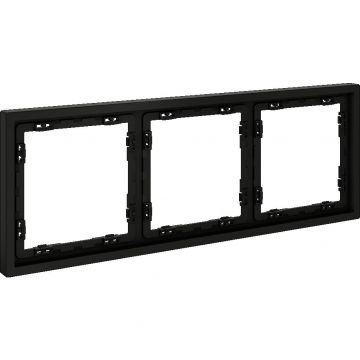 Рамка пластиковая Voltum (Вольтум) S70 на 3 поста, (черный матовый) VLS100308