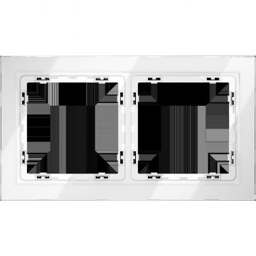 Рамка стеклянная Voltum (Вольтум) S70 на 2 поста, (белый, стекло) VLS110201