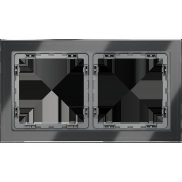 Рамка стеклянная Voltum (Вольтум) S70 на 2 поста, (графит, стекло) VLS110207