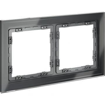 Рамка стеклянная Voltum (Вольтум) S70 на 2 поста, (графит, стекло) VLS110207