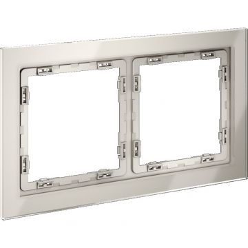 Рамка стеклянная Voltum (Вольтум) S70 на 2 поста, (кашемир, стекло) VLS110203