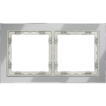 Рамка стеклянная Voltum (Вольтум) S70 на 2 поста, (сталь, стекло) VLS110205