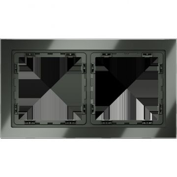 Рамка стеклянная Voltum (Вольтум) S70 на 2 поста, (титан, стекло) VLS110206