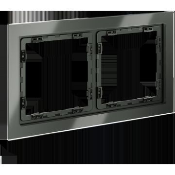 Рамка стеклянная Voltum (Вольтум) S70 на 2 поста, (титан, стекло) VLS110206
