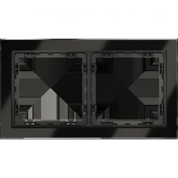 Рамка стеклянная Voltum (Вольтум) S70 на 2 поста, (черный,стекло) VLS110208