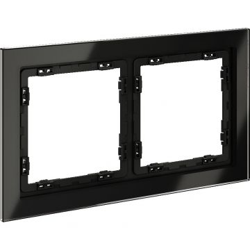 Рамка стеклянная Voltum (Вольтум) S70 на 2 поста, (черный,стекло) VLS110208