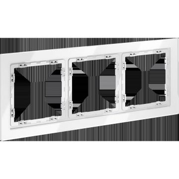 Рамка стеклянная Voltum (Вольтум) S70 на 3 поста, (белый, стекло) VLS110301