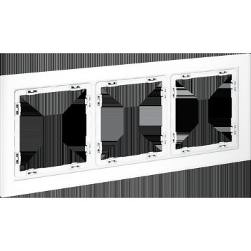 Рамка стеклянная Voltum (Вольтум) S70 на 3 поста, (белый,матовый,стекло) VLS110302