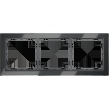 Рамка стеклянная Voltum (Вольтум) S70 на 3 поста, (графит, стекло) VLS110307