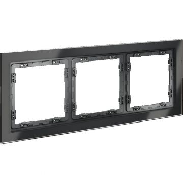 Рамка стеклянная Voltum (Вольтум) S70 на 3 поста, (графит, стекло) VLS110307