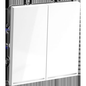 Выключатель встраиваемый Voltum (Вольтум) S70 двухклавишный с подсветкой 10А, (белый глянцевый) VLS020201