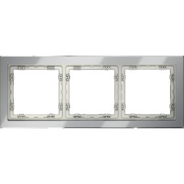Рамка стеклянная Voltum (Вольтум) S70 на 3 поста, (сталь, стекло) VLS110305