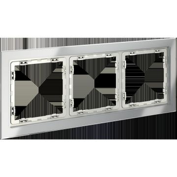 Рамка стеклянная Voltum (Вольтум) S70 на 3 поста, (сталь, стекло) VLS110305