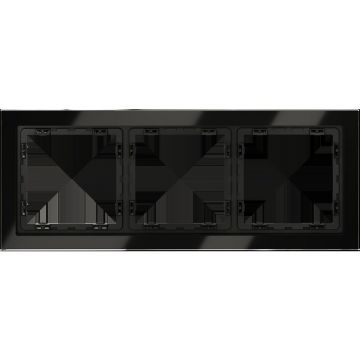 Рамка стеклянная Voltum (Вольтум) S70 на 3 поста, (черный,стекло) VLS110308