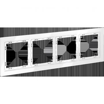 Рамка стеклянная Voltum (Вольтум) S70 на 4 поста, (белый, стекло) VLS110401