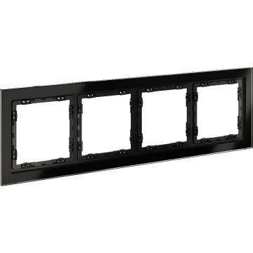 Рамка стеклянная Voltum (Вольтум) S70 на 4 поста, (черный,стекло) VLS110408