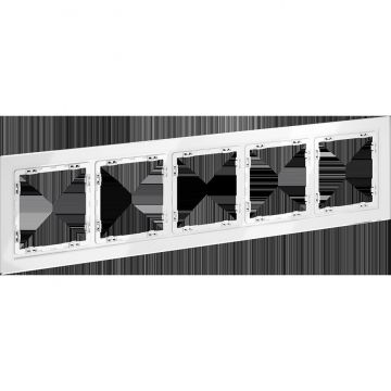 Рамка стеклянная Voltum (Вольтум) S70 на 5 постов, (белый, стекло) VLS110501