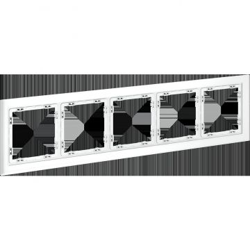 Рамка стеклянная Voltum (Вольтум) S70 на 5 постов, (белый,матовый,стекло) VLS110502