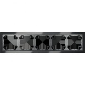 Рамка стеклянная Voltum (Вольтум) S70 на 5 постов, (графит, стекло) VLS110507